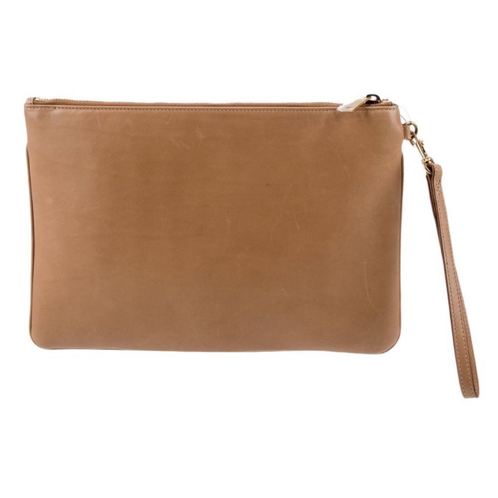 YSL Saint Laurent Rive Gauche Leather Wristlet Pouch - Camel - Picture 8 of 16